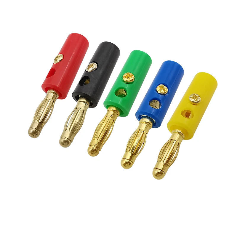 10Pcs 4mm Gold-Plated Banana Plug Solderless Screw Connector Set Banana Plug Connector Richie's