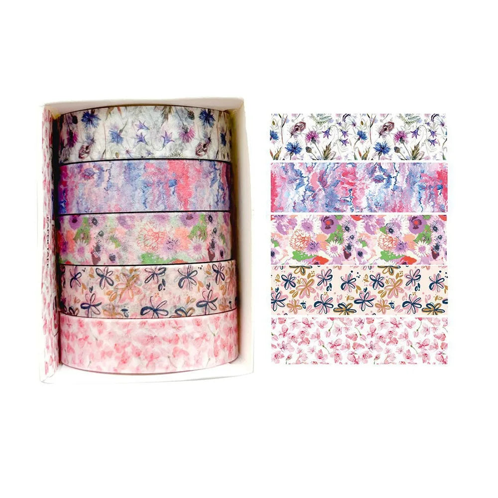 5 Rolls Spring Flower Washi Tape – Multicolor DIY Craft Set Decorative Washi Tape Richie's 3