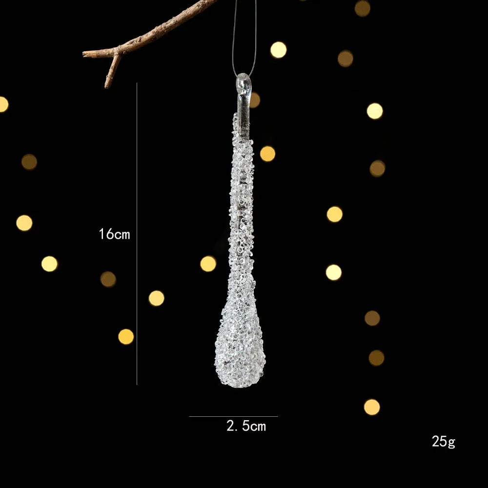 Acrylic Christmas Ice Drop Hanging Ornaments | Clear Pendants Christmas Ornaments Richie's A