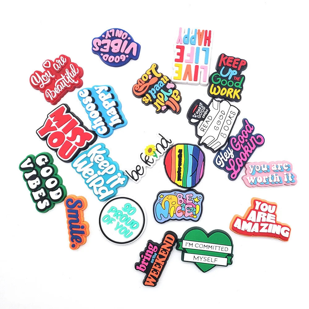 40Pcs Colorful Quote PVC Shoe Charms for Crocs DIY Decor Shoe Charms Richie's