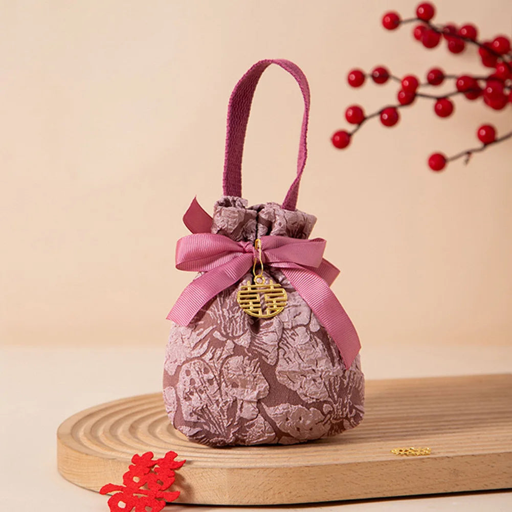 Christmas Candy Gift Bag – Fabric Drawstring Party Favor Bag Gift Favor Bag Richie's