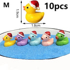 10pcs Miniature Christmas Duck Figurines with Santa Hats Christmas Figurines Richie's mix colors M 10pcs