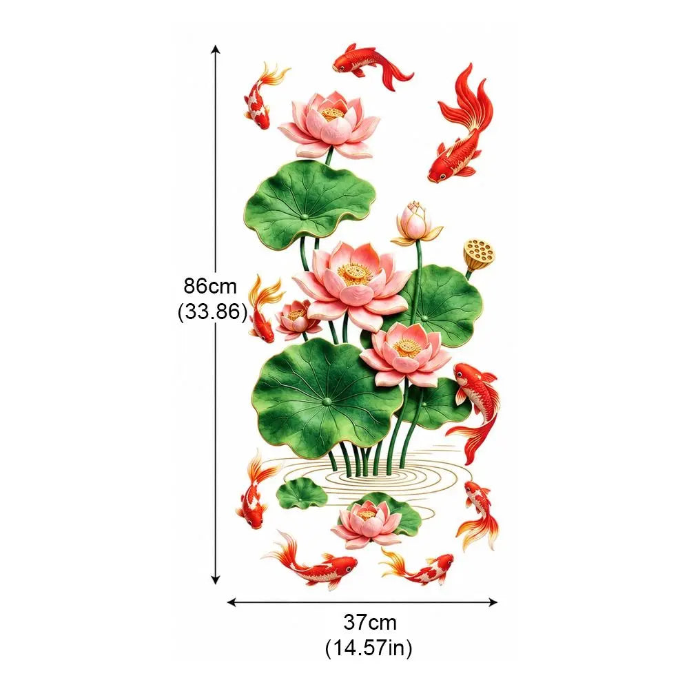 Lotus & Koi Fish Glass Window Sticker – No-Glue PVC Decal Window Decal Sticker Richie's