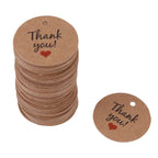 100pcs Round Kraft Paper Gift Tags with String | Brown Hang Labels Kraft Paper Tags Richie's Simple Thank You