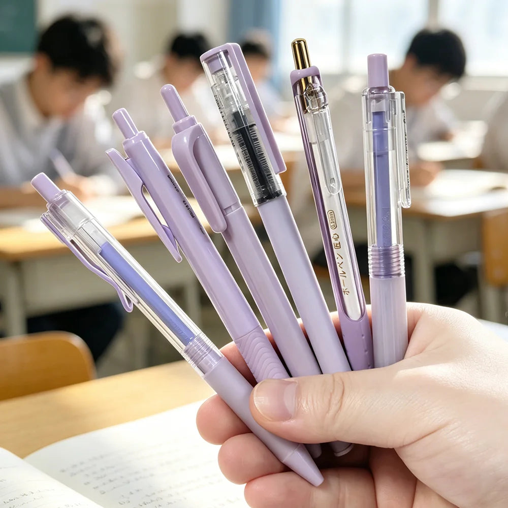 6-Pack Purple Aesthetic Gel Pens 0.5mm Fine Point Black Ink Gel Pen Set Richie's