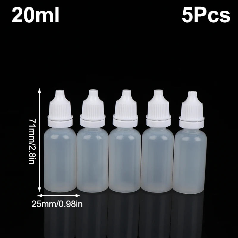 5-Pack Refillable Squeeze Dropper Bottles 3–100ml | Oil, Paint & Ink Squeeze Dropper Bottles Richie's 20ml