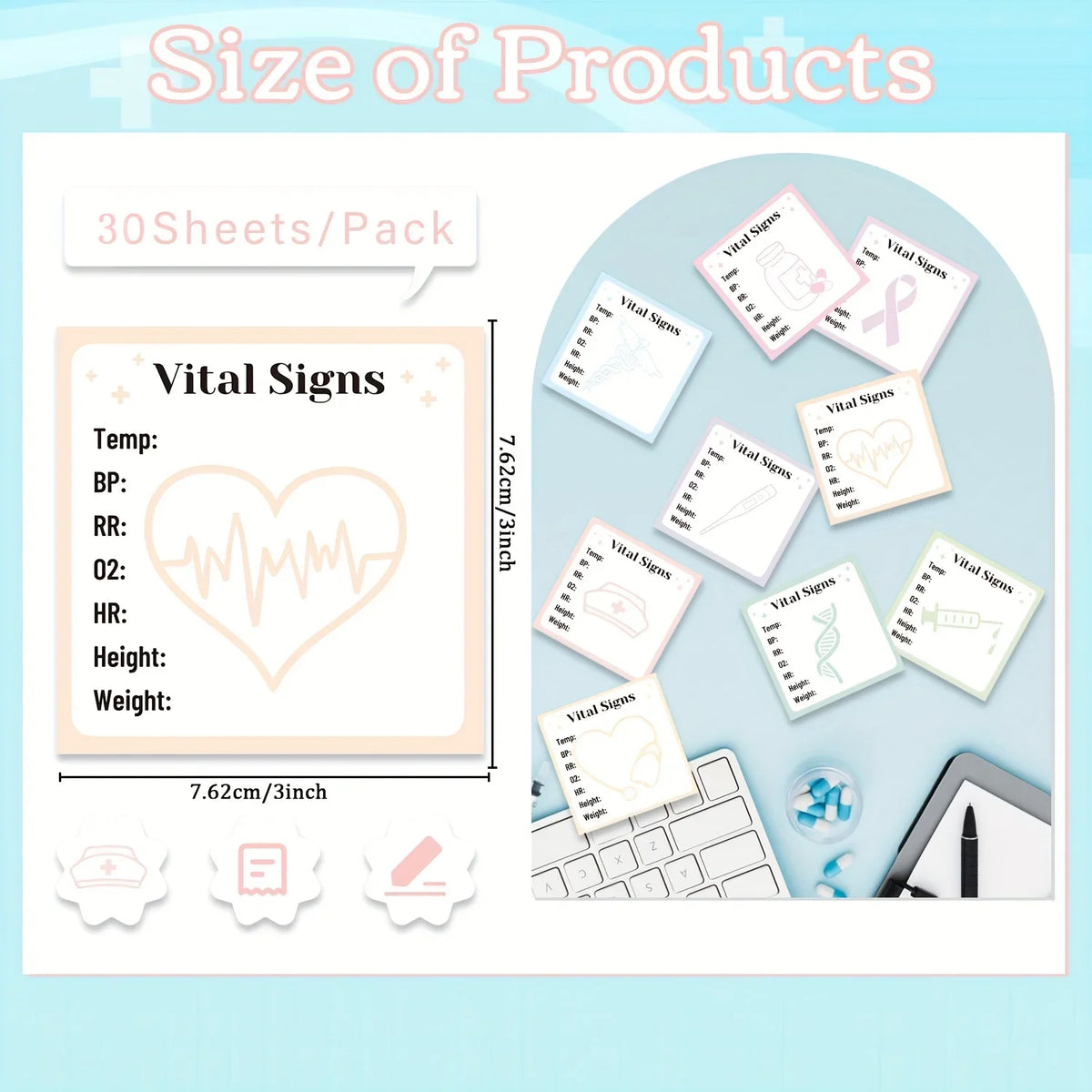 Vital Signs Sticky Notes – Medical Charting Notepad Pads Medical Charting Notepad Richie's
