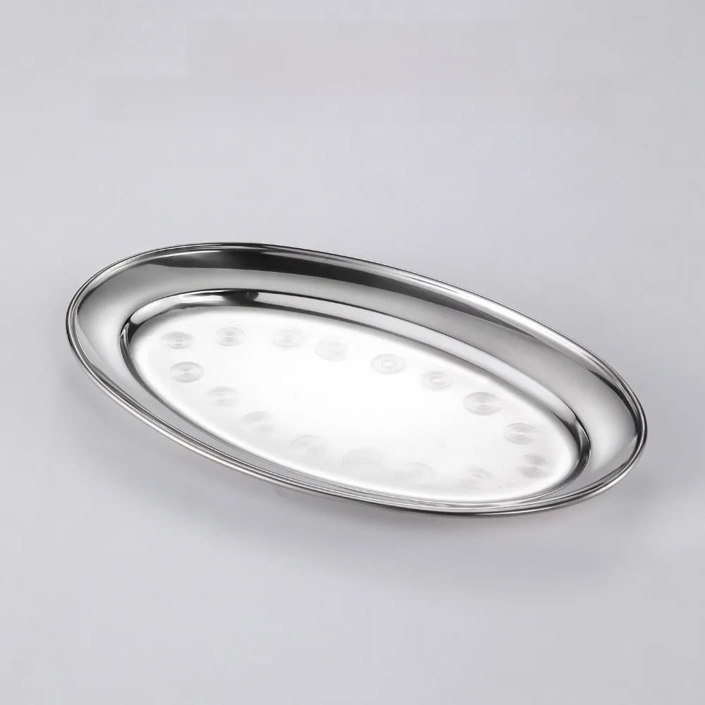 Stainless Steel Oval Fish Plates – BBQ Trays & Steak Dishes Oval Serving Plate Richie's 30cm