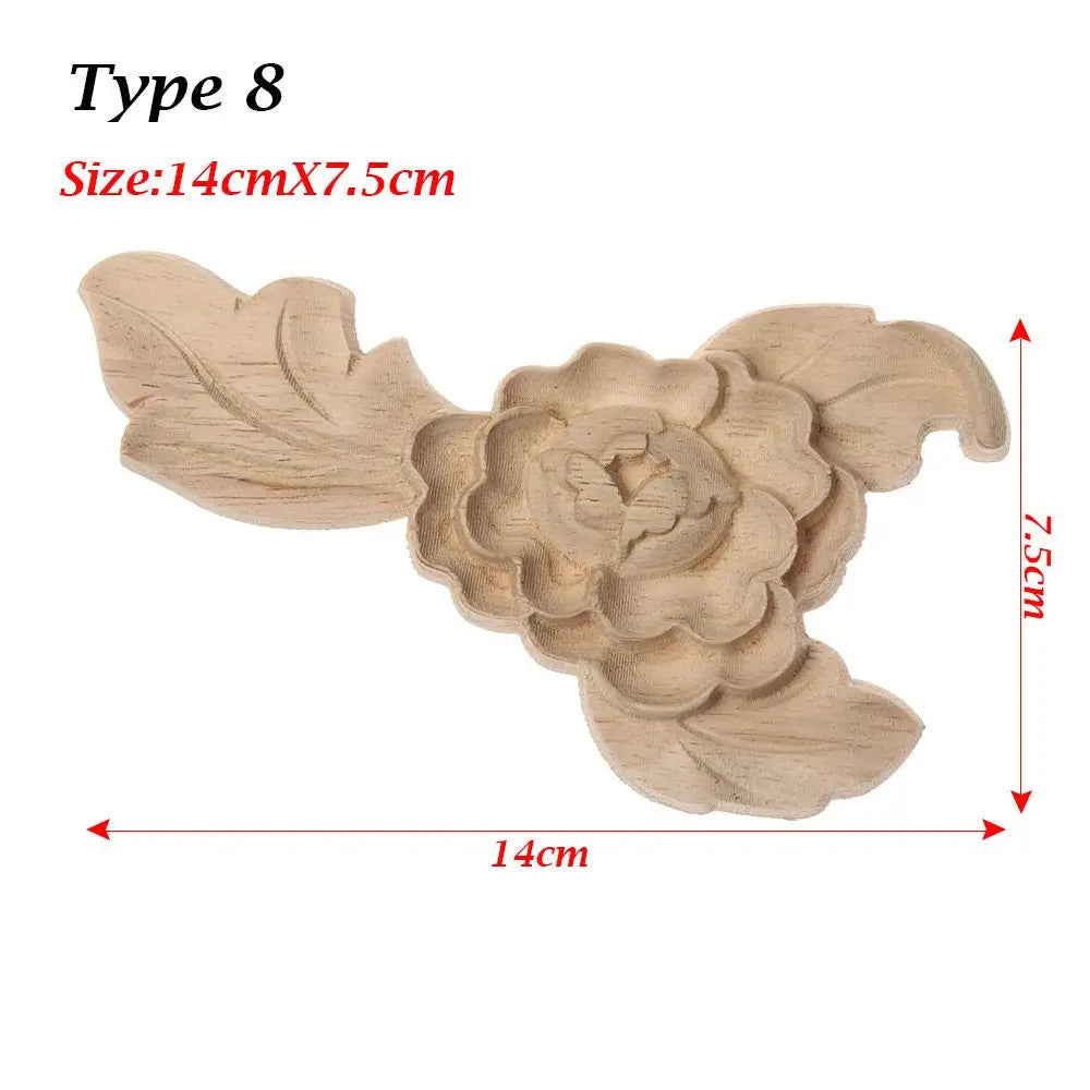 Unpainted Wood Carved Rose Flower Applique Furniture Ornament Wood Carved Applique Richie's