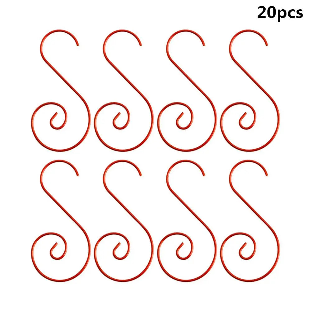 20Pcs S-Shape Metal Christmas Ornament Hooks – Xmas Tree Hangers Christmas Ornament Hooks Richie's red