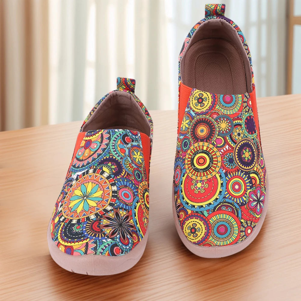 Women's Canvas Slip-On Loafers – Ethnic Anti-Slip Flat Shoes Canvas Slip-On Loafers Richie's