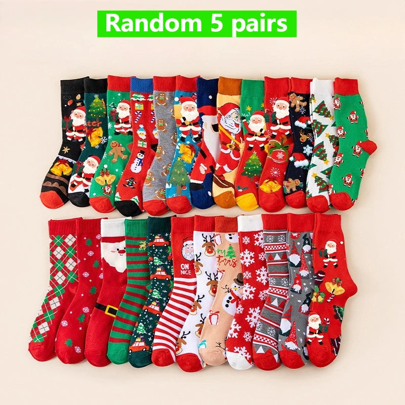Women's Christmas Socks – Santa, Reindeer, Snowman (5/10 Pairs) Holiday Novelty Socks Richie's one size fits all 5 pairs