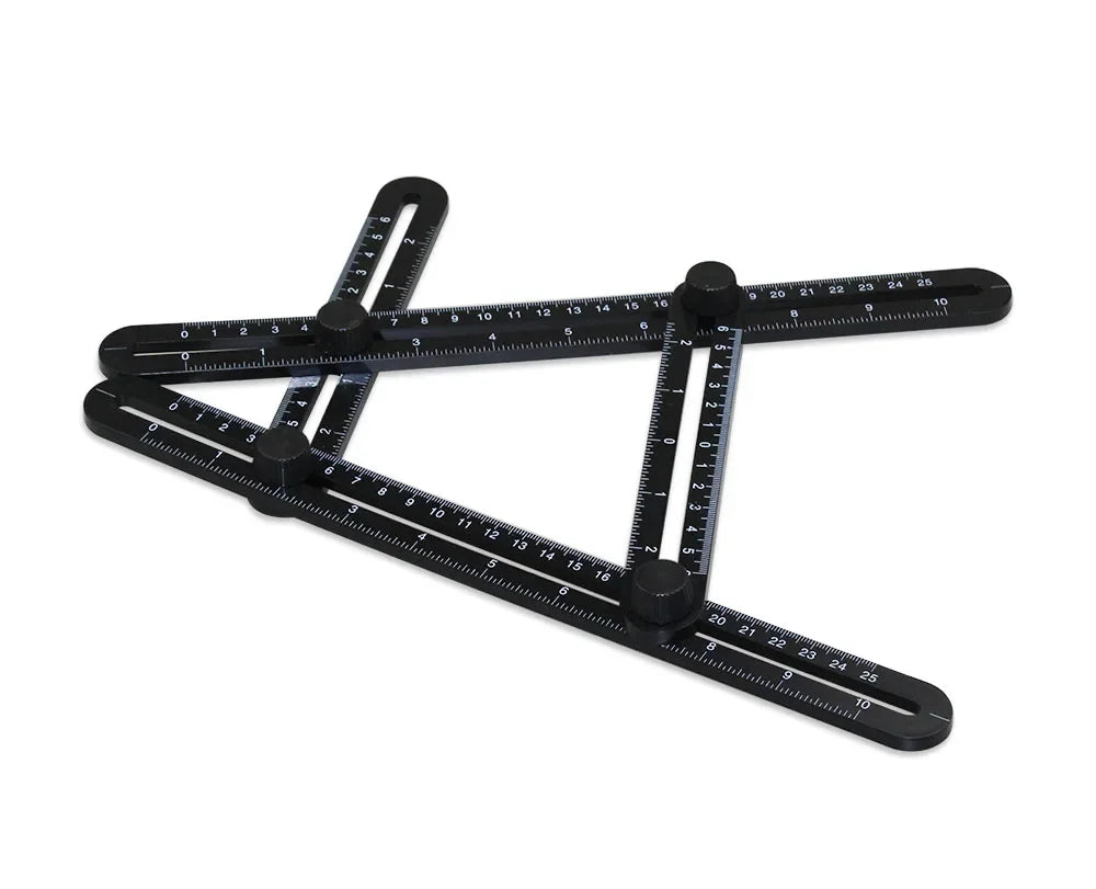 Foldable 4-Fold Multi-Angle Ruler Protractor Measuring Tool Angle Measuring Ruler Richie's black