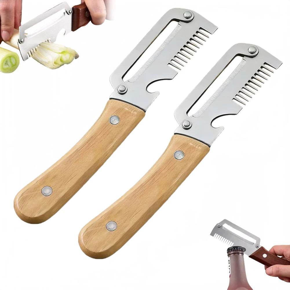 2-Pack Stainless Steel Fruit & Vegetable Peeler – Wooden Handle Vegetable Peeler Set Richie's Brown 2 PCS