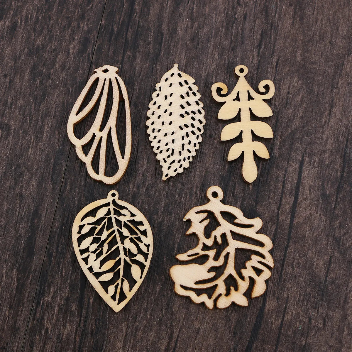 50Pcs Hollow Leaf Wooden Cutouts DIY Craft Embellishments Wood Craft Cutouts Richie's other