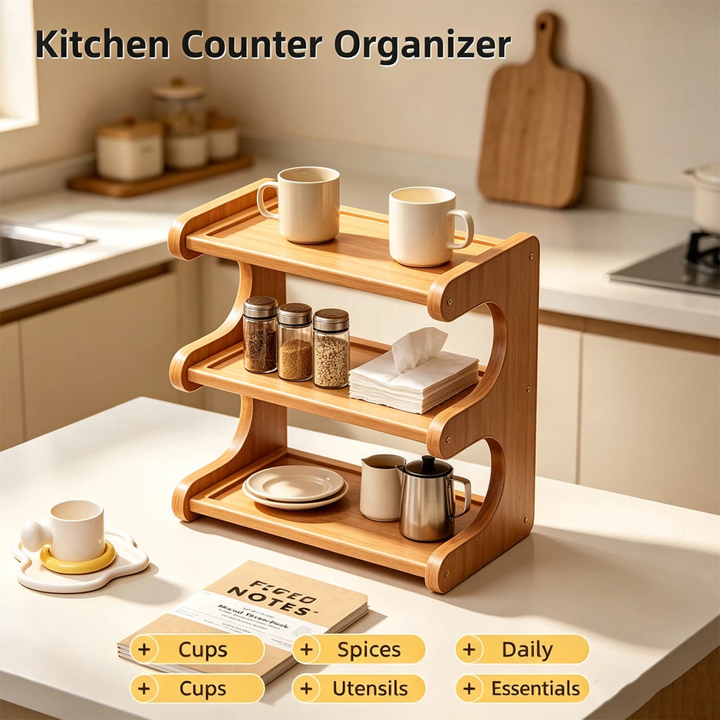 Multi-Layer Wood Desktop Storage Rack – Bookshelf & Organizer Desktop Storage Rack Richie's