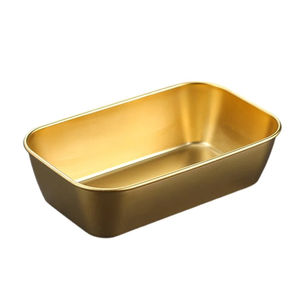 Stainless Steel Snack Basket – Fried Food Tray Silver & Gold Food Serving Basket Richie's Gold-Rectangle