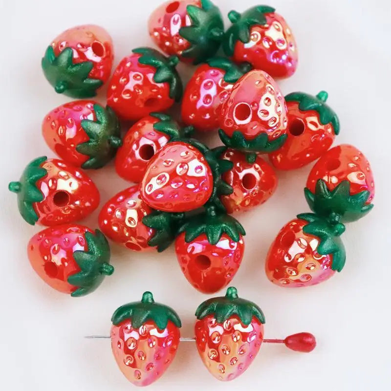 Strawberry Acrylic Spacer Beads – Kids DIY Jewelry Making Craft Jewelry Beads Richie's A 5pcs
