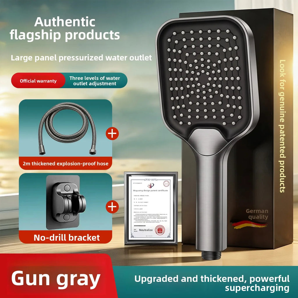 Pressurized Shower Head Set – High-Flow ABS Bathroom Kit Pressurized Shower Set Richie's Gun Grey Set 5