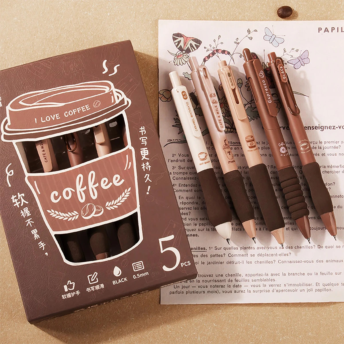 Black Telescopic Gel Pen Set – Soft Grip, 0.5mm | 5 Pcs Gel Pen Set Richie's