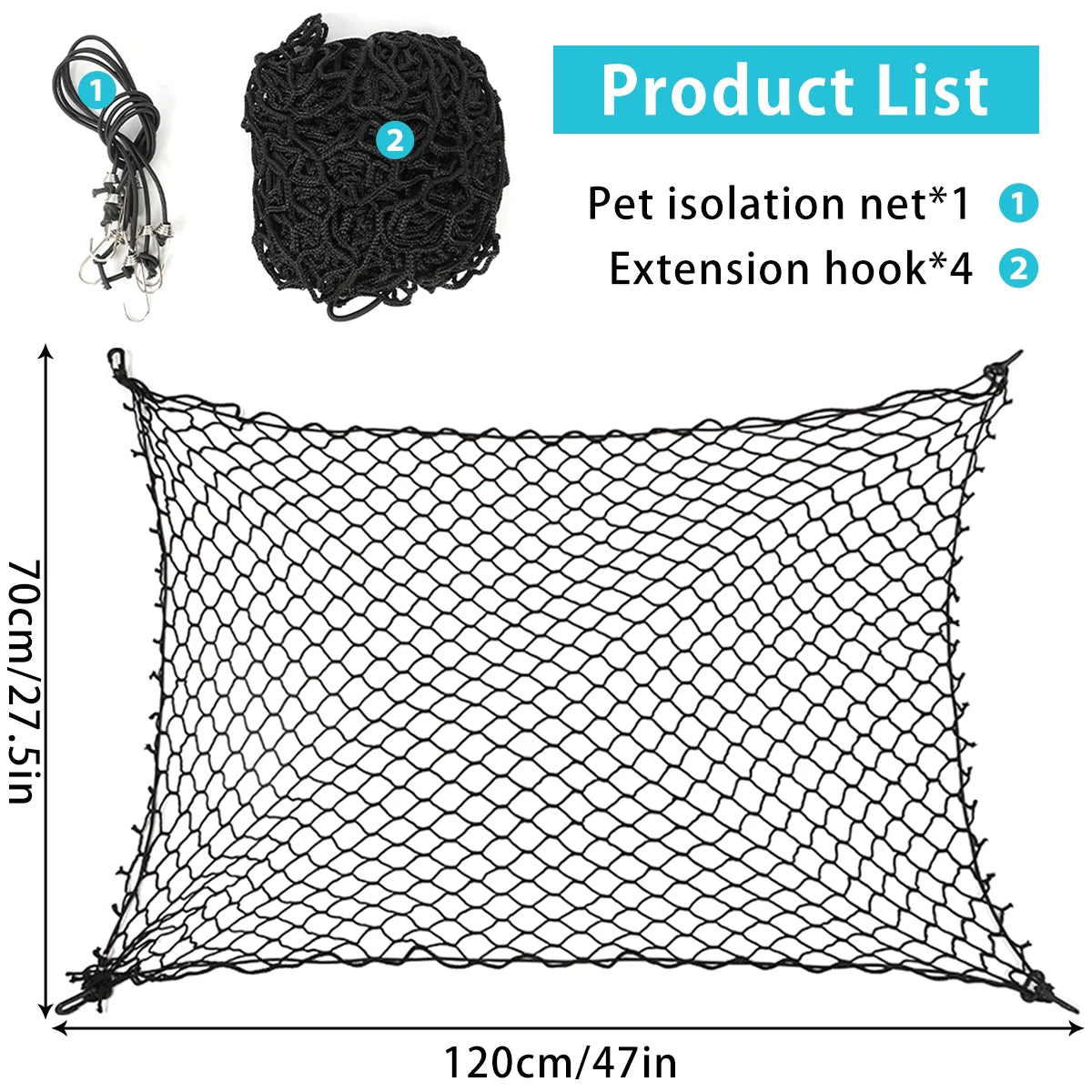 Pet Car Barrier Net – Foldable Dog Car Safety Fence & Hooks Dog Car Barrier Richie's
