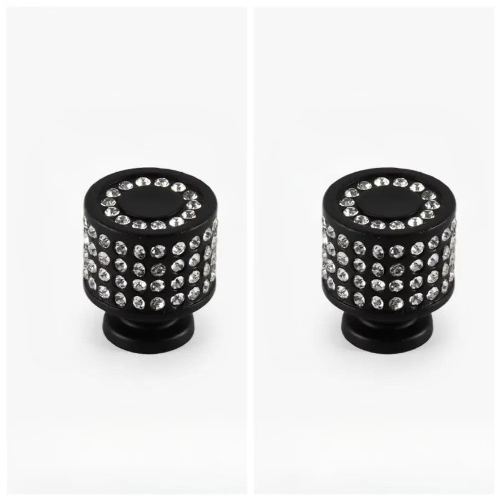 2PCS Rhinestone Crystal Drawer Pulls & Cabinet Door Handles Cabinet Drawer Pulls Richie's Black 2pcs