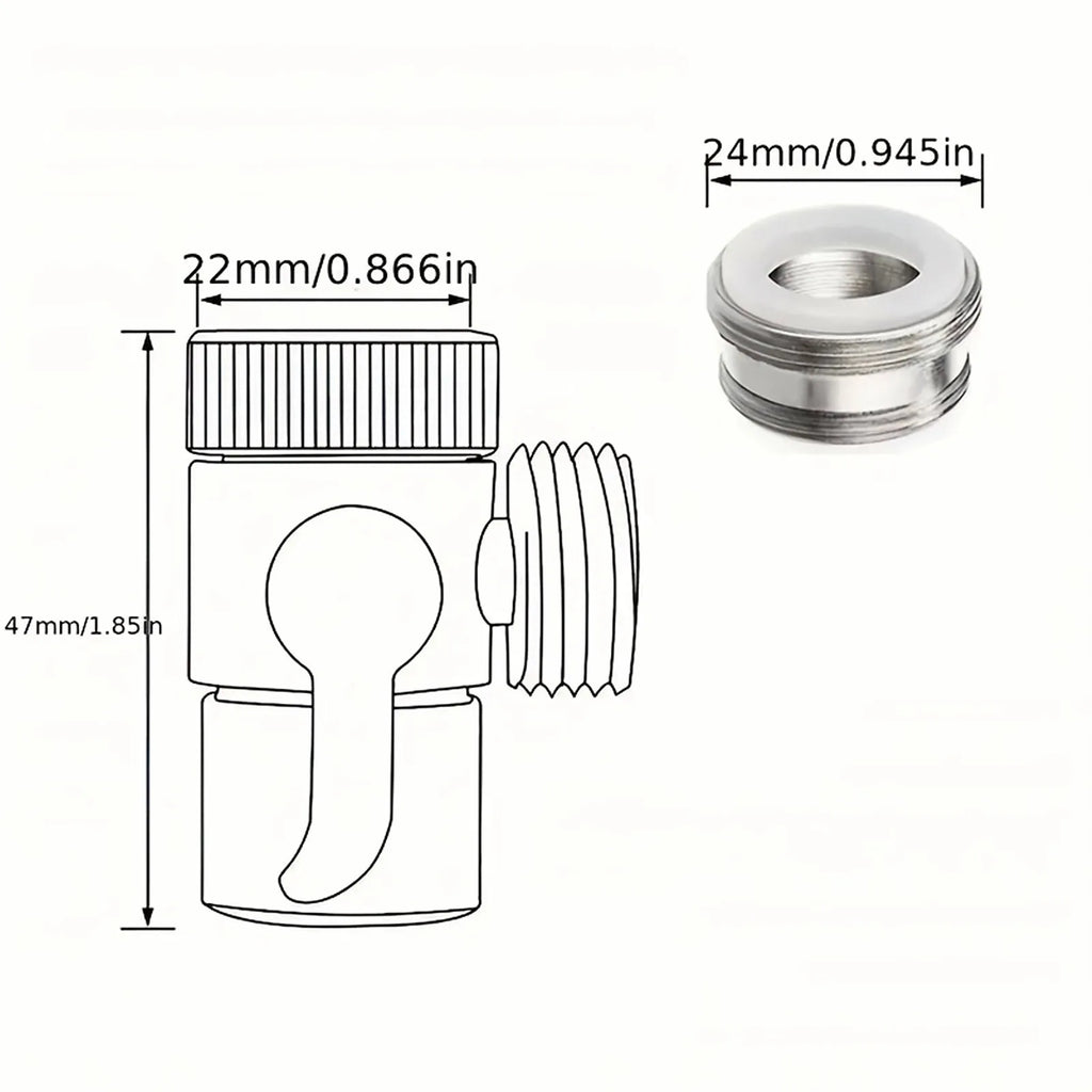 3-Way Faucet Water Splitter Valve M22/M24/G1/2 Copper Faucet Diverter Valve Richie's