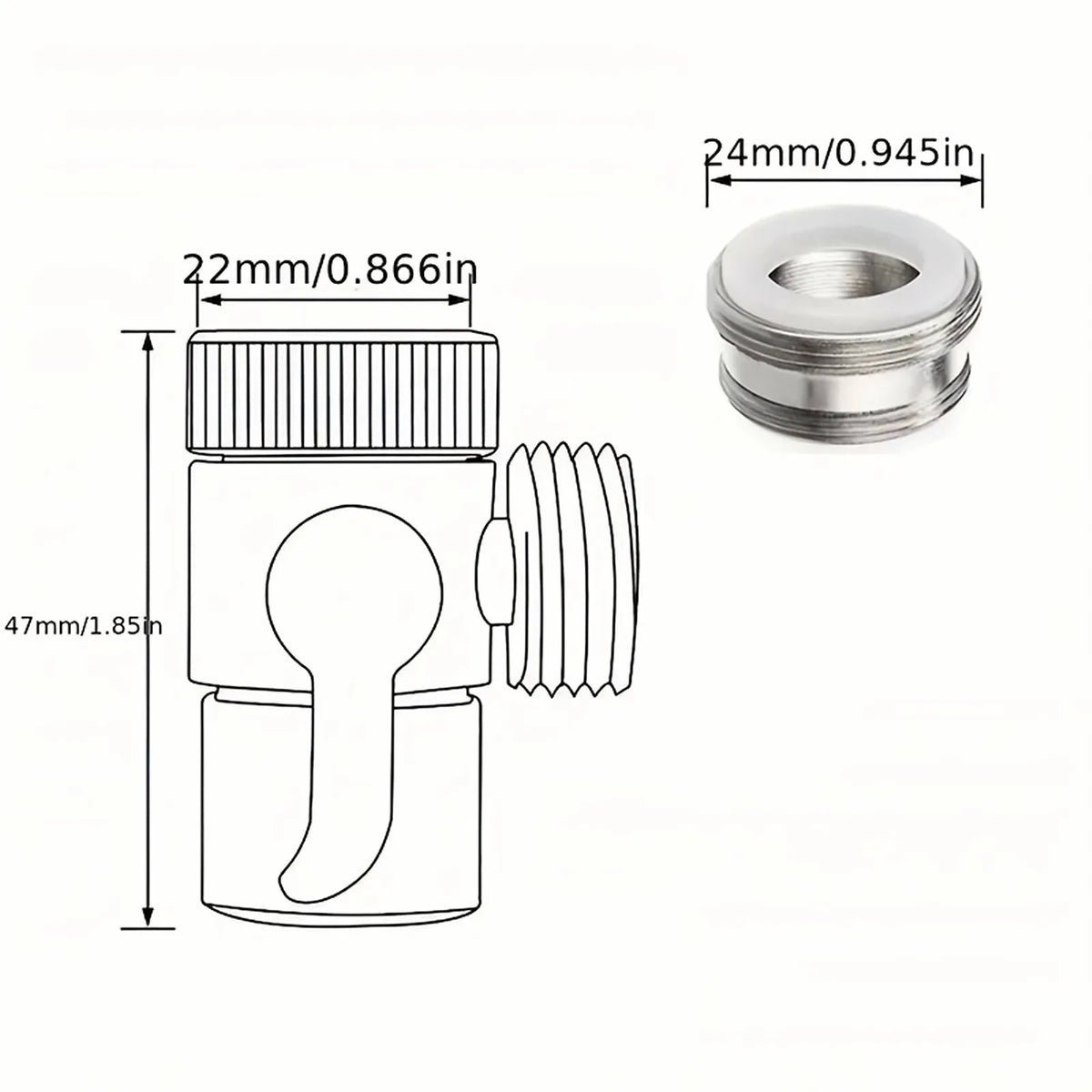 3-Way Faucet Water Splitter Valve M22/M24/G1/2 Copper Faucet Diverter Valve Richie's