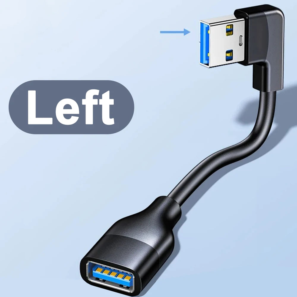 USB 3.0 Male to Female Extension Cable 90 Degree Bend 30cm USB Extension Cable Richie's Left