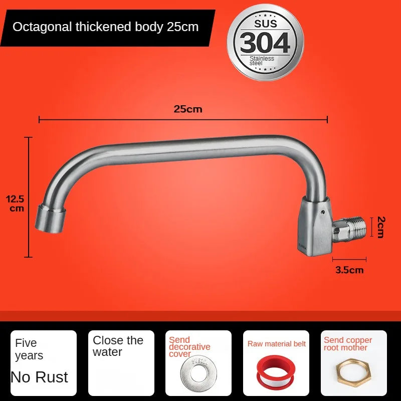 SUS304 Stainless Steel Wall Mount Kitchen Faucet – Swivel Spout Kitchen Faucet Richie's Aniseed 25CM