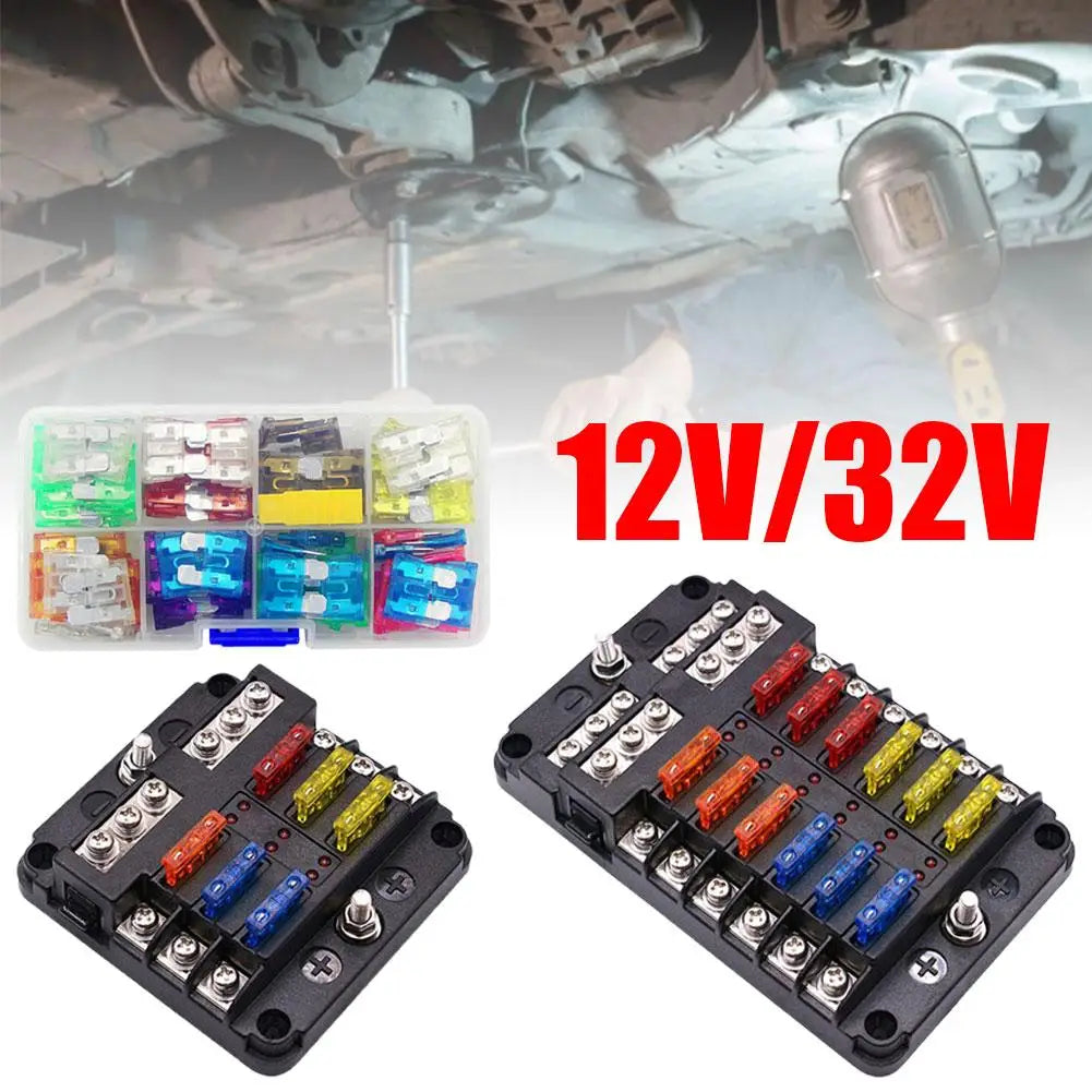 6/12 Way Waterproof Blade Fuse Block with LED Indicator 12V–32V Blade Fuse Block Richie's