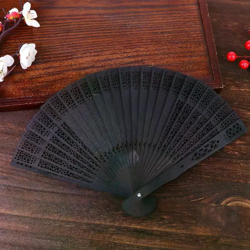 Chinese Hollow Carved Wooden Folding Fan – Wedding & Décor Prop Decorative Folding Fan Richie's