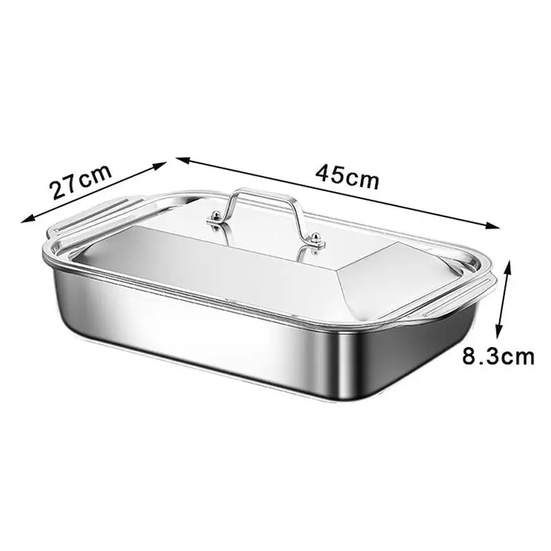 Stainless Steel Baking Pan with Lid – Roasting & Serving Dish Baking Pan Richie's XL With lid