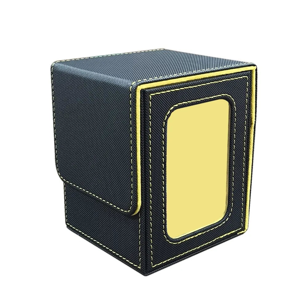 PU Leather Card Deck Box with Window – MTG Card Organizer Card Deck Box Richie's Black Yellow