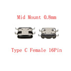 10Pcs USB 3.1 Type-C Female 16-Pin Mid Mount Solder Connector PCB Solder Connector Richie's