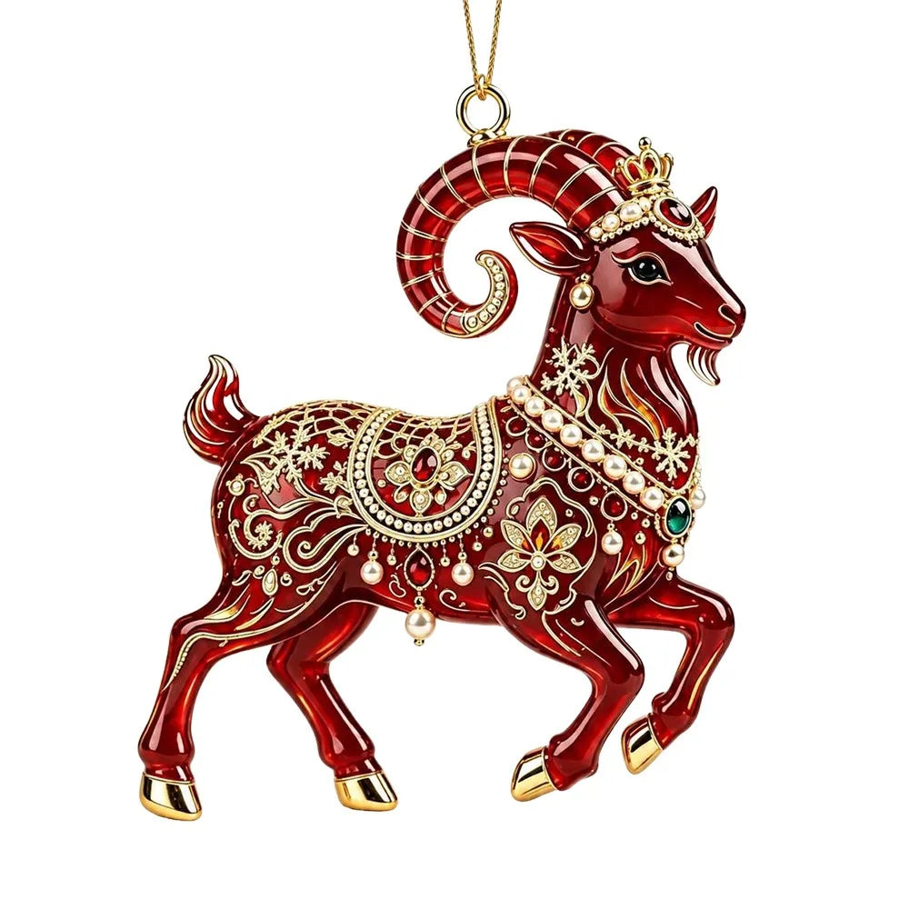 Acrylic Zodiac Ram Christmas Ornament – Red & Gold Angel Wings Christmas Ornament Richie's 3