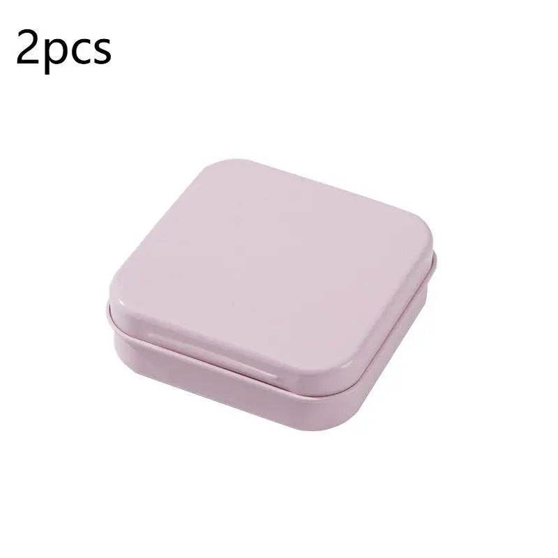 2-Pack Square Flip Top Tin Box – Portable Small Item Organizer Tin Storage Box Richie's A3