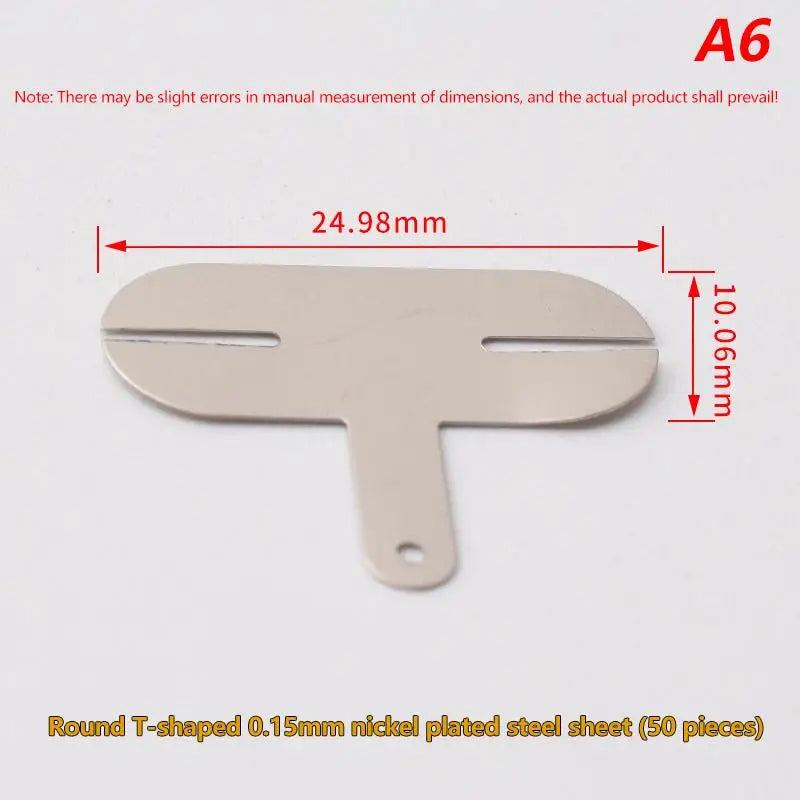 50Pcs T-Shape Nickel Tabs 18650 Battery Spot Welding 0.15mm Battery Welding Tabs Richie's Round T-shape 50pcs