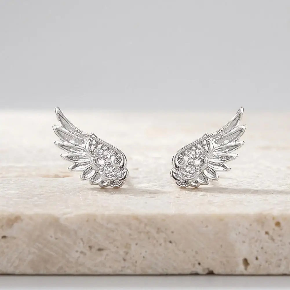 Angel Wing Crystal Stud Earrings – Sparkling Geometric Ear Studs Crystal Stud Earrings Richie's