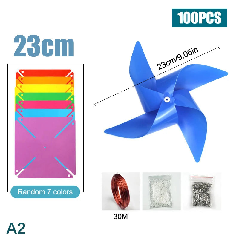 100Pcs Plastic Pinwheels Party Decoration + 30m Rope Party Decoration Richie's A2