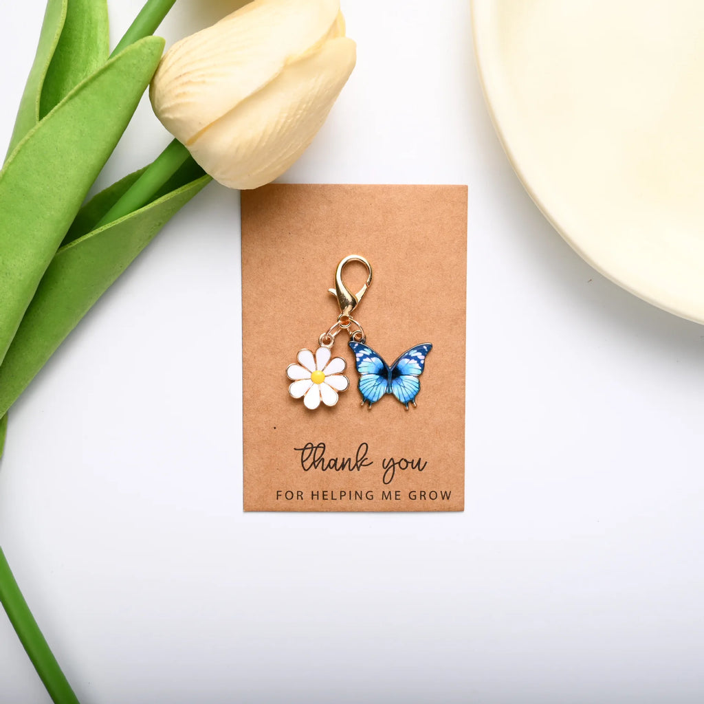 Butterfly Daisy Keychain Pendant – Zinc Alloy Gift Charm Keychain Pendant Richie's Style E 1pc