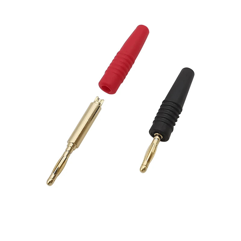 4Pcs Gold Plated 2mm Male Banana Plug Solder Wire Connector Banana Plug Connector Richie's