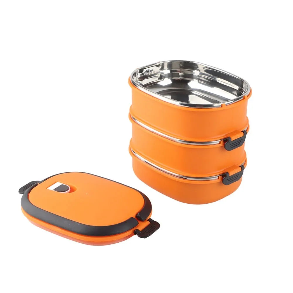 3-Layer Stainless Steel Lunch Box 2700ml | Thermal Food Container Thermal Lunch Box Richie's