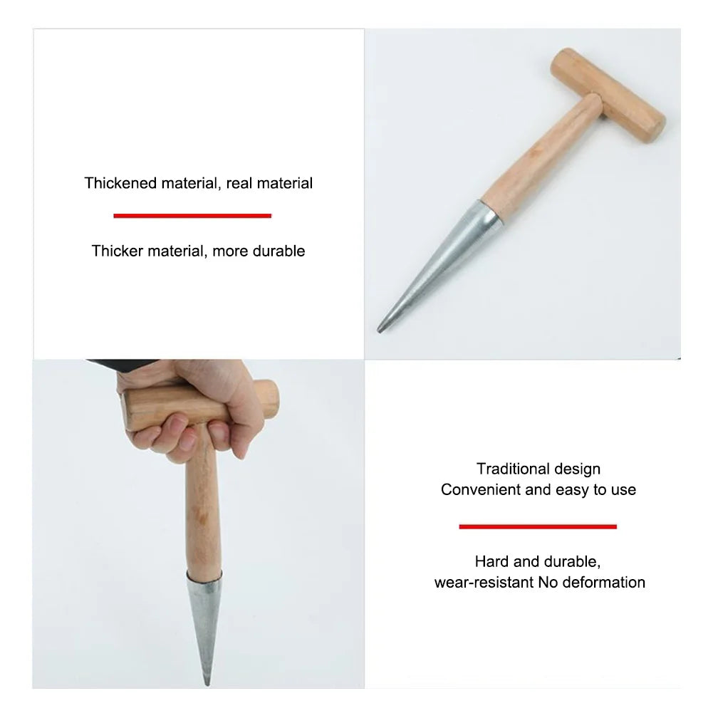 Stainless Steel Hand Dibber with Wooden T-Handle | Bulb Planter Garden Dibber Tool Richie's