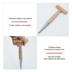 Stainless Steel Hand Dibber with Wooden T-Handle | Bulb Planter Garden Dibber Tool Richie's