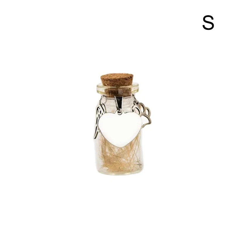 Pet Memorial Bottle – Fur Keepsake Jar with Silver Charms Pet Memorial Keepsake Richie's S