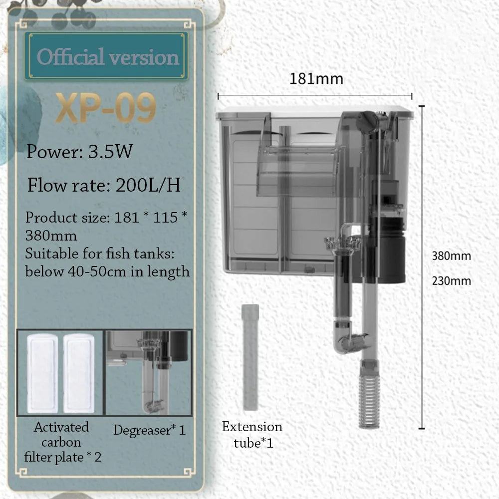 3-in-1 Wall-Mounted Waterfall Aquarium Filter – Silent Aquarium Filter Richie's XP-09