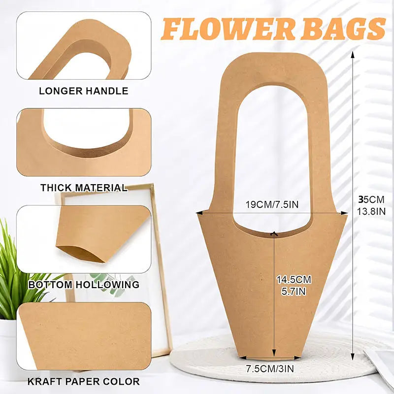 Kraft Paper Rose Flower Holder Bags – Weddings & Events Flower Presentation Bag Richie's