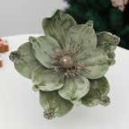Artificial Glittery Poinsettia & Magnolia Stems | Xmas Décor Artificial Flower Stems Richie's