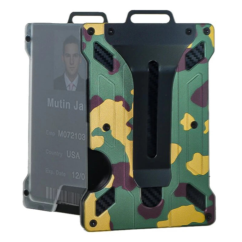 Aluminum Alloy RFID Blocking ID Badge Holder with Back Clip ID Badge Holder Richie's Jungle Camo